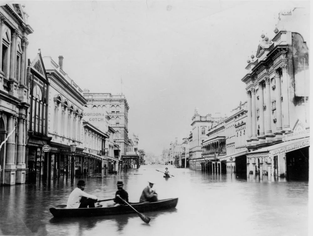 Queen Street in Brisbane, Australia during the 1893 Brisbane floods