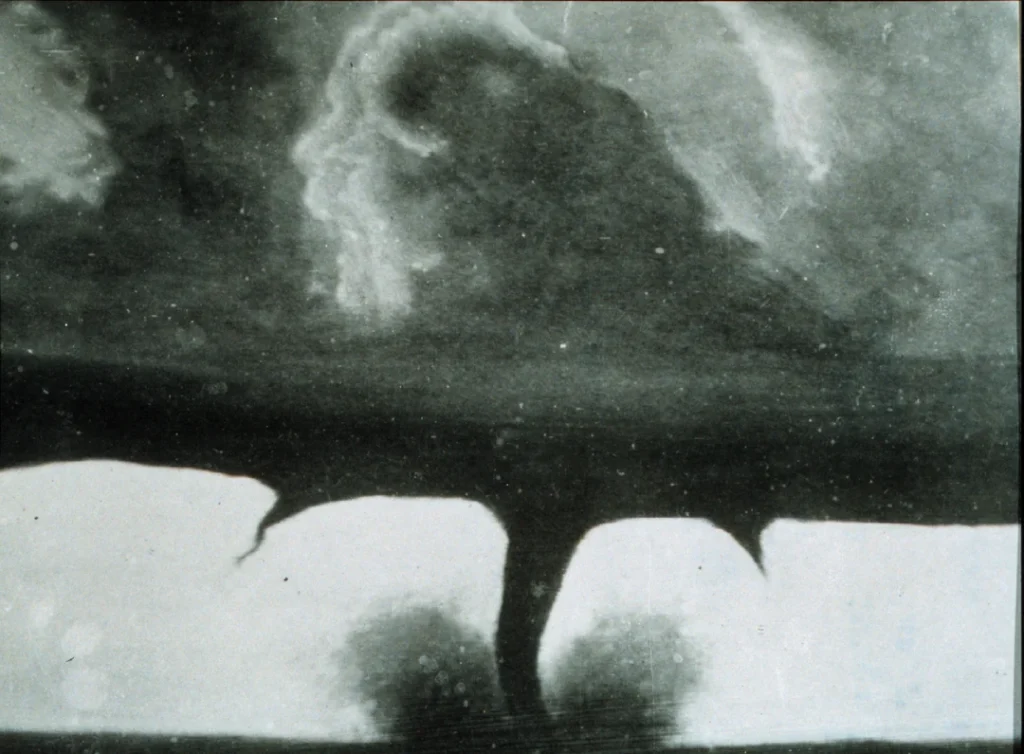The first photo of a tornado, Kansas 1884
