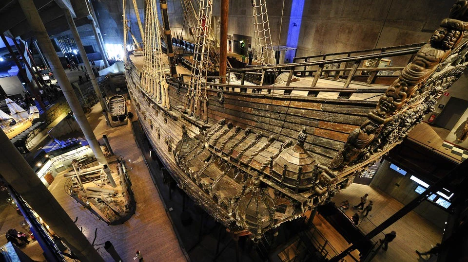 17th century Swedish warship "Vasa", sank on her maiden voyage, recovered in 1961 nearly completely intact