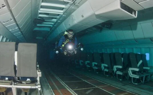 Diving in a sunken plane