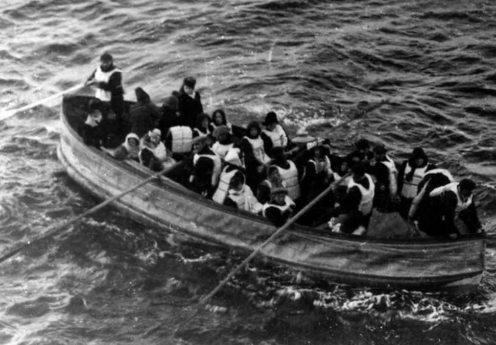 Lifeboat Carrying Titanic Survivors, 1912.