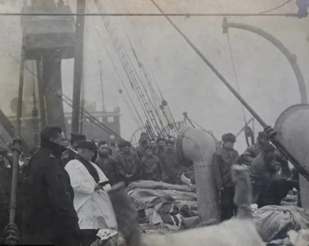 The world's worst priest praying for the Titanic before sailing (1912)